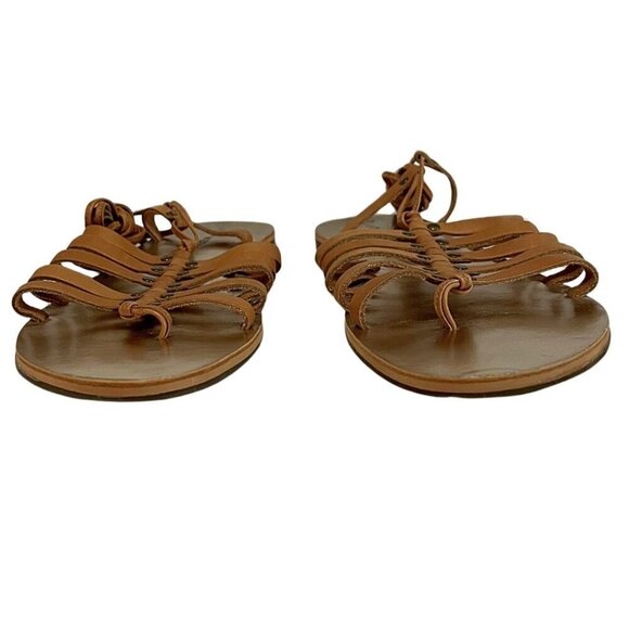 NWOT LUCKY BRAND BROWN LEATHER GLADIATOR GREEK LACE UP FLAT SANDALS - 10 (40) - Picture 2 of 11